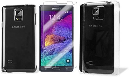 Ecopac Premium Soft Flexible Rubber Skin TPU Case Gel Cover with Clear Tempered Glass Screen Protector Protection Kit for Samsung Galaxy Note 4 N910F / N910A / N910T (Transparent)