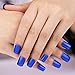 False Nails by Bling Art Blue Matte French Manicure Fake Medium Tips with Glue