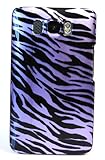 Violet Purple with Black Zebra Stripe HTC HD2 Snap on Cell Phone Case