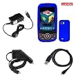 Samsung Behold2 T939 Combo Solid Dark Blue Silicon Skin Case Faceplate Cover + USB Data Charge Sync Cable + Rapid Car Charger + Home Wall Charger for Samsung Behold2 T939 + Free LiveMyLife Wristband