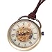 Mens Skeleton Pocket Watch Quality Mechanical Movement Hand Wind Roman Numerals Vintage Style - PW17