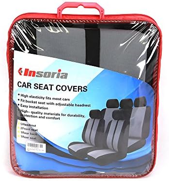 Insoria Easy Install High Quality Sports/Racing Polyester Mesh Universal Full Set Car Seat Covers for decoration Car Seat Protector - Fit Most Car, Truck, Suv, or Van (Gery)