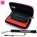 Kroo Eva Cube Carrying Zipper Case (Magenta) with Determination Hand Strap For Nintendo DSi DS Lite