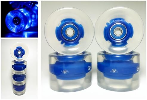 Enti LED Light-up Penny Skateboard Wheels with ABEC-9 Bearings (Pack of 4) (Blue)