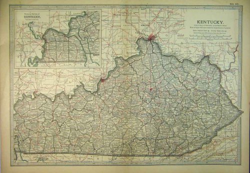 c1902 MAP KENTUCKY AMERICA CINCINNATI LOUISVILLE