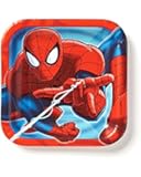American Greetings Marvel Spider-Man 7" Square Plate, 8 Count, Party Supplies Novelty