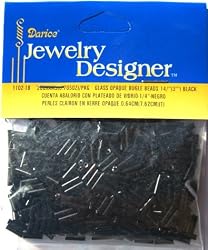 1/4 In. Glass Bugle Bead, Black Opaque