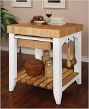 Color Story Pure White Butcher Block Kitchen Island