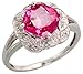 14 Karat Weissgold Steinen Ring, mit 0.04 Karat Brilliantschliff Diamanten & 2.63 Karat 7.5mm Kissenschliff Pink Topas Stein, (12mm) breit