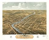 Bird's eye view of Fort Atkinson, Jefferson County, Wisconsin 1870. Merchants Lithographing Co., large historic panoramic map reprint 43x36