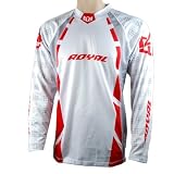Royal Men's Relax Fit Long Sleeve Cycling Jersey White, Red & Grey Small
