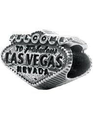 Zable (tm) Sterling Silver Welcome To Las Vegas Pandora Compatible Bead / Charm
