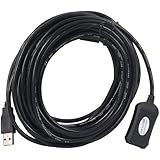 Fosmon 33Ft USB 2.0 Type A Male to Female Active Extra Long Extension / Repeater Cable - Black (For Printers, Speakers, Kinect & PS3 / PS4)