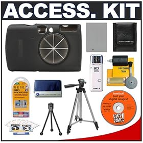 Snug-It Tight Fit Camera Skin (Black) with Spare NB-5L Battery + Secure Digital Card Reader +... by Delkin