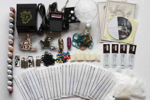 Deluxe Tattoo Kit 2 Machine Gun Power Supply Needles 15 Inks K4a