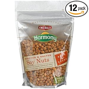 Emerald Harmony Soy Nuts, Roasted and Salted, 7.5-Ounce Bags (Pack of 12) by Emerald Harmony