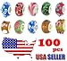 Bundle Monster 100pc Lot Silver Lampwork Murano Glass European Mix Beads - Compatible with Pandora, Chamilia, Troll, Biagi