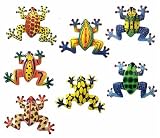 7 Frogs Tropical Haitian Metal Art Home Room Yard Decor