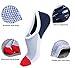 Spikerking Mens No Show Cotton Deodorant Anti Off Socks 3 Pack Crew Socks (Size:6-11) (One Size,Gray,Red,Sky blue)