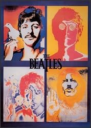 Beatles 4 Face Psychedelic 24x36 Poster FRAMED