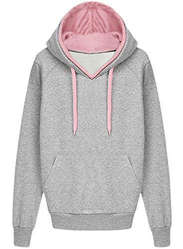 (アザブロガール)Azbro Girl レディース カジュアル フロント カンガルー ポケット レイヤード ドローストリング ネック 長袖 ダブル パーカー