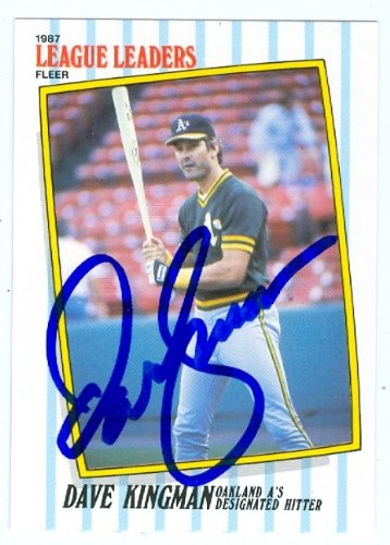Dave Kingman Autographed/Hand Signed MLB Baseball card (Oakland Athletics) 1987 Fleer League leaders