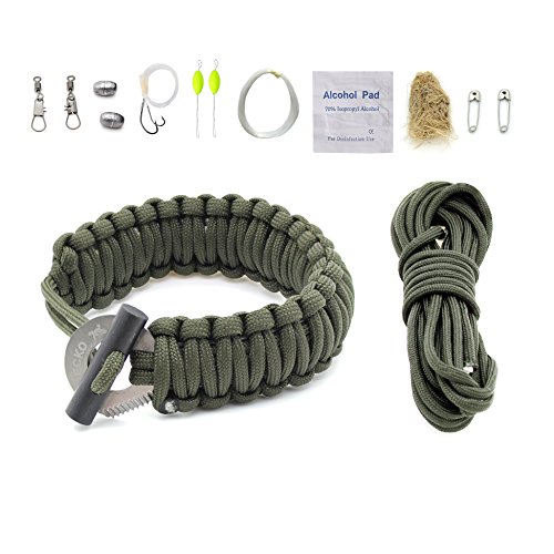 Gecko Equipments Adjustable Premium Paracord Bracelet with Survival kit and Fire Starter - Fits 8
