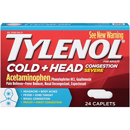 Tylenol Cold Congestion Caplets, 24 Count (Pack of 48)