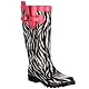 Capelli New York Shiny Pop Zebra Printed Ladies Rubber Rain Boot