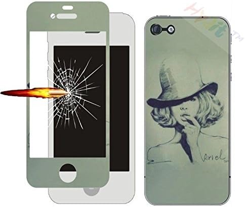 HYAIT Colored Tempered Glass Cool Ultra-thin Back + Front cover shield protector Case for iPhone5 5s - Ariel