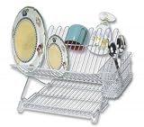 Folding Dish Rack - basket sold separately (Metallic Silver) (13.75H x 12.5W x 10.75D)