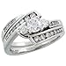14 Karat Weissgold 2-Teilen Hochzeit Ring Set, mit 1.25 Karat Brilliantschliff Diamanten, (11mm) breit