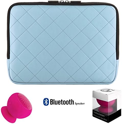 Diamond Quilt PU Leather Carrying Cover For Samsung ATIV Tab / Series 7 / Smart PC Pro 11.6-inch Tablets + Pink Bluetooth Suction Speaker