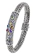 18K Yellow Gold and Sterling Silver Gemstone Bracelet, 8.5"