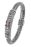 18K Yellow Gold and Sterling Silver Gemstone Bracelet, 8.5