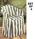 Outdoor Chair Covers with Pads (Green Stripe-Decorative) Set of 4