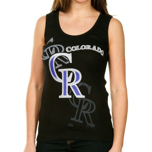 Majestic Colorado Rockies Ladies Black Pearl Tank Top (Small)