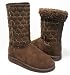 Brown Gold Hearts Sheepskin Boots Vegan Fleece Women