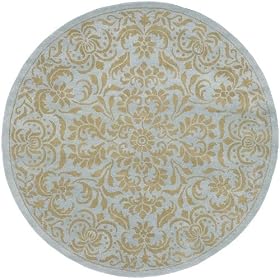 Bombay Blue and Golden Tan Floral Print 8' Round Area Rug