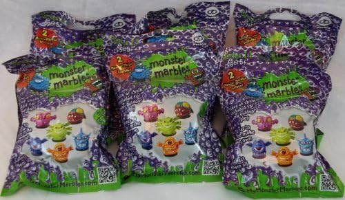 Monster Marbles Series 1.1 ~ 2 Marbles, Chalk & Games Included ~ Pack of 6