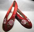 Oriental Brocade Flower Embroidery Shoes Red 7.5m