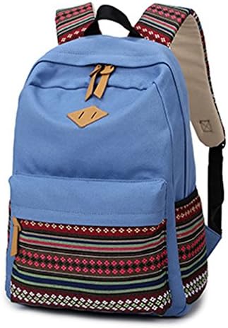 Green Youth Women's And Men's Fashion Sports Schoolbag Casual Travel Bag Light blue Canvas Backpack