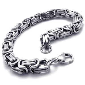 KONOV Jewelry Men's Bracelet Stainless Steel, Silver, 9 Inch