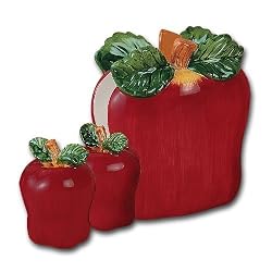 Red Apple Kitchen Napkin Holder Salt Pepper Shakers 3Pc