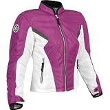 FirstGear Contour Women's Mesh Street Bike Racing Motorcycle Jacket w/ Free B&F Heart Sticker Bundle - Pink/White / 2X-Large