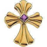 14K Yellow Gold Amethyst Cross Pendant