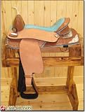 Western Flex-Tree Saddle Tan Harness Turquoise Ostrich Seat