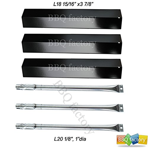 bbq factory Replacement Rebuild Kit fits Chargriller 3001, 3008, 3030, 4000, 5050, 5252 ; King Griller 3008, 5252 Gas Grill Stainless Steel Burner & Porcelain Steel Heat Plates