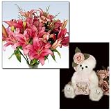Mother's Day Gift for Grandma - Pink Lilies plus Grandma Loves-A-Lot Bear