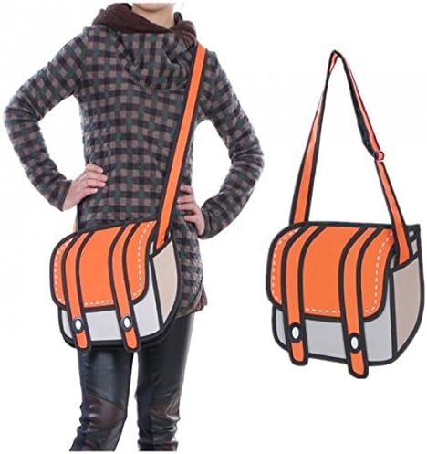 Feelmaker New Fashion Women Bag Flat 3D Camera Bag Cartoon Shoulder Messenger Bag (Orange)